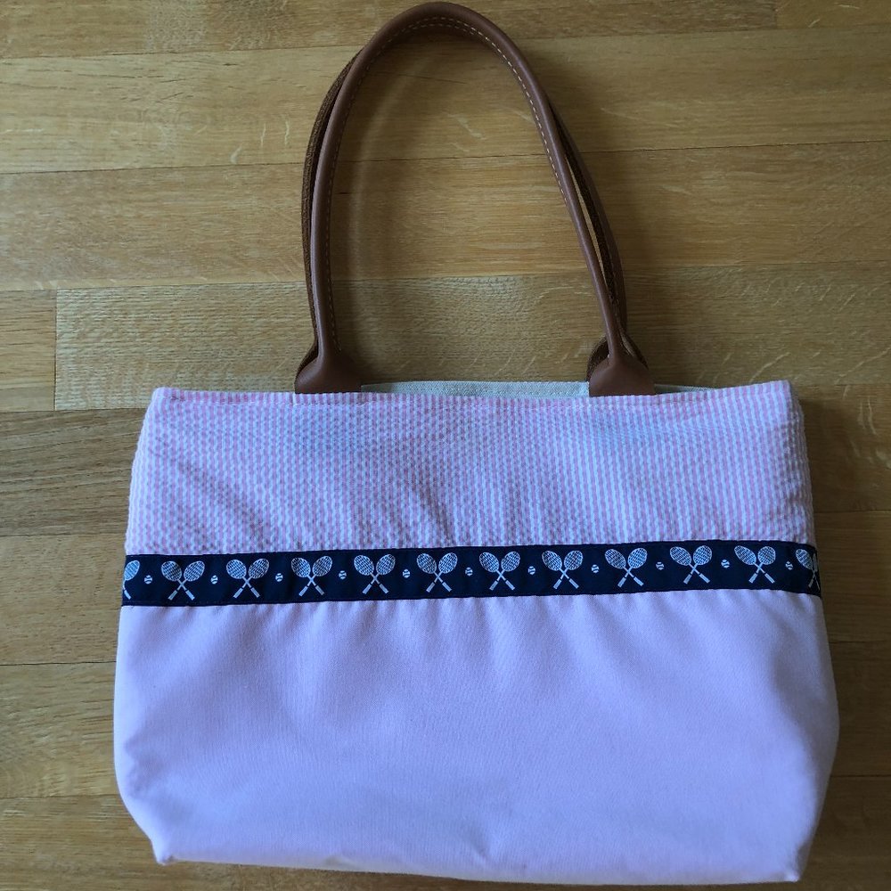 Grass Court Collection Seersucker Canvas Tote